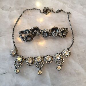 RHINESTONE AND Antique Looking Necklace & Bracelet